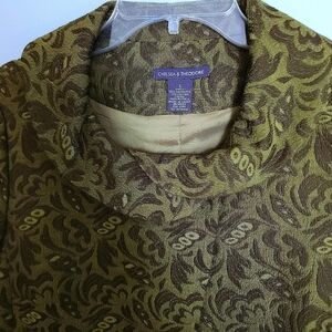 Vintage Green Brocade Waist Length Coat Sz Large